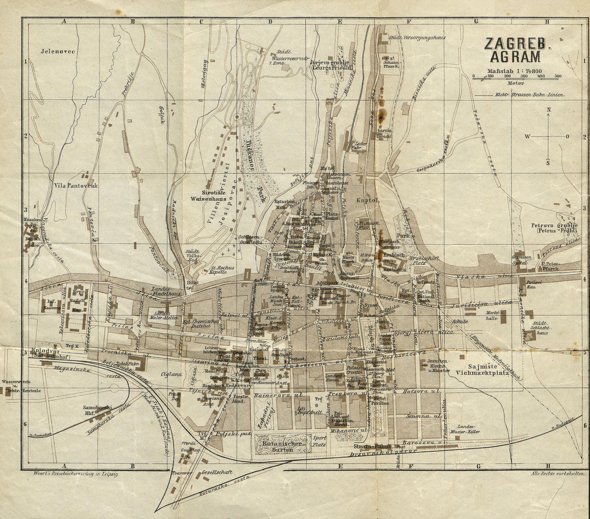 Mapa. Agram, Zagreb 1908. godine
